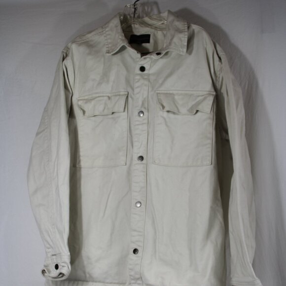 Vintage No Boundaries Men's Khaki Snap Button-Down Shirt Jacket Size M - Picture 1 of 8